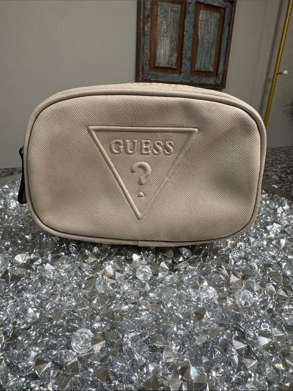 GUESS coated canvas Beige Mini Logo belt bag Pouch NWOT
